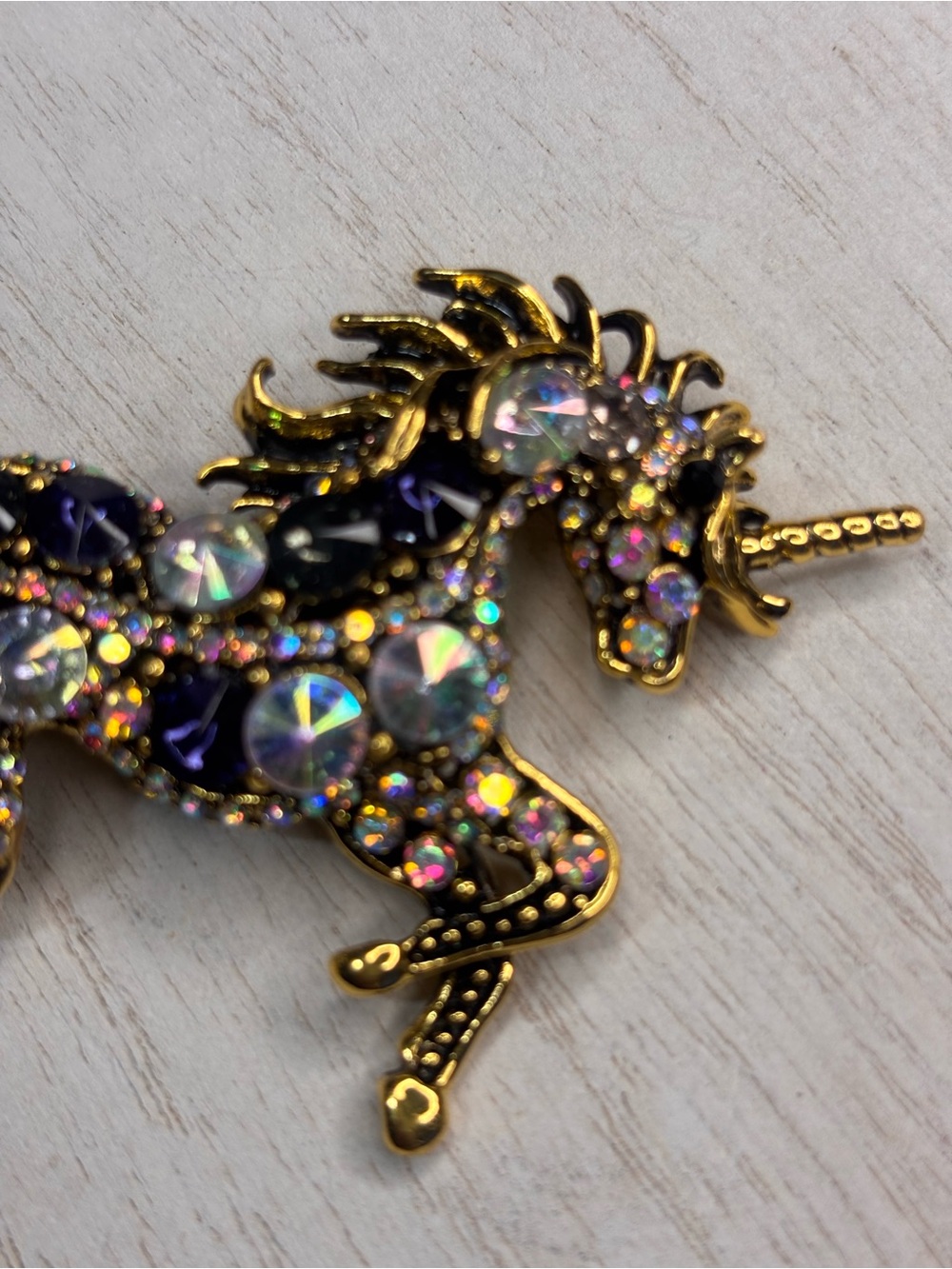 Unicorn Rhinestone Statement Brooch Pin - Picture 3 of 4